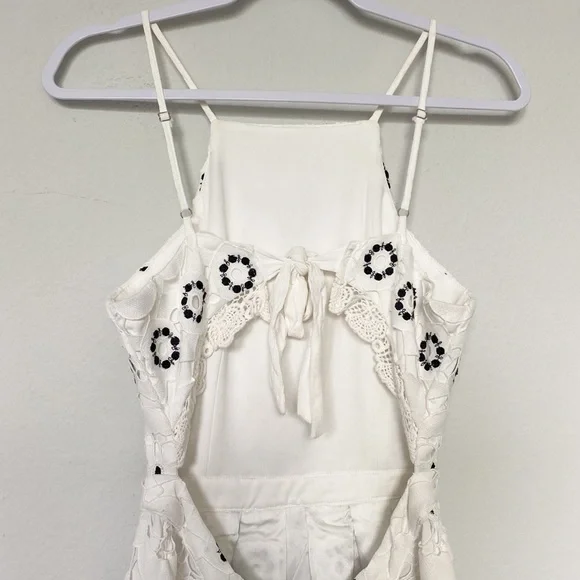 Lovers + Friends Forget Me Not White Floral Crochet Mini Dress Boho Sz Small - Picture 8 of 12